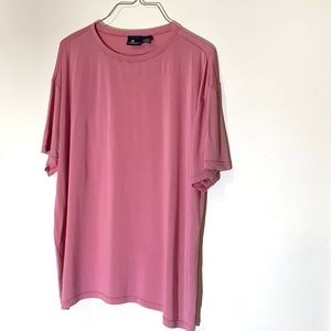 Liz Claiborne Lizsport Vintage 80s 90s Pink Silk Short Sleeved  Oversized Blouse